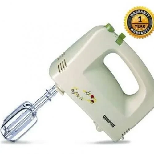 Geepas 5-Speed Hand Cake Mixer With Chrome Beater, Dough Hook
