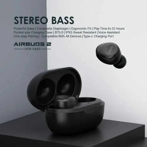 oraimo - True Wireless In-Ear Earbuds - AirBuds 2 - Stereo Bass