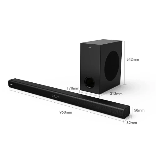 Hisense 2.1Ch Bluetooth Sound Bar with Wireless Subwoofer-200W