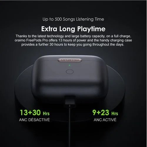 Oraimo FreePods Pro ANC Super Bass Wireless Earbuds - Black