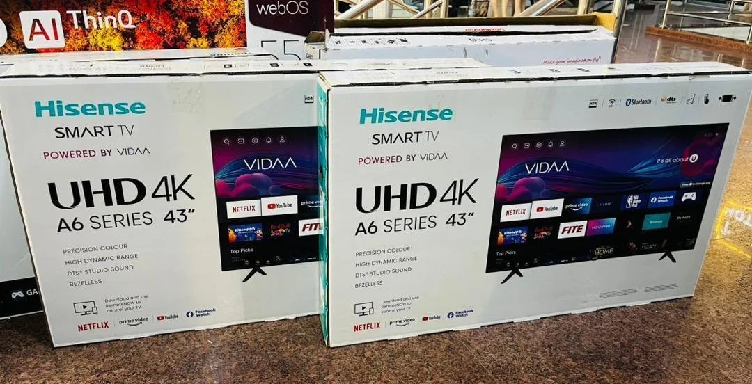 Hisense 43 inch UHD 4K Premium A6 Series Bluetooth, Frameless Smart TV – Black