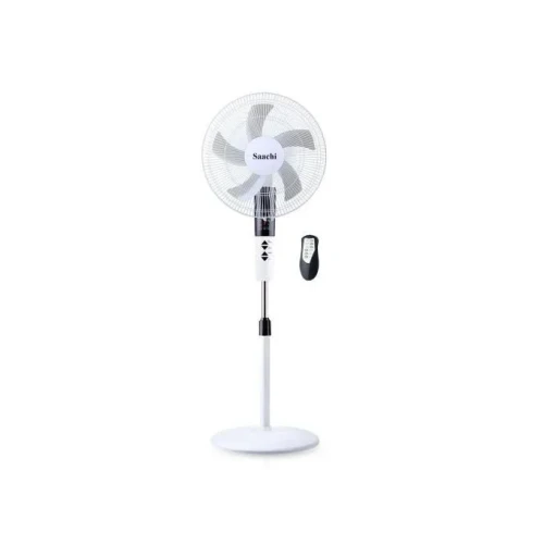 Saachi 16 Inch Stand Fan With Remote Control, 3 Speed, 3 Wind Modes – White