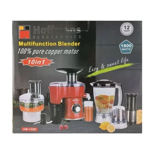Hoffman10 In1 Juicer Blender Extractor Mincer Food Processor -Clear .