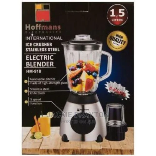 Hoffman1.5 Ice Crusher Stainless Electric Blender -Black