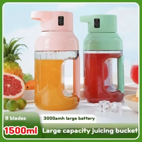 1500ML Electric Fruit Juicing Barrel Outdoor Ton Juicer Tritan Material USB Charging Double Cover Juicer Can Crush Portable Sports Cup Smoothie...