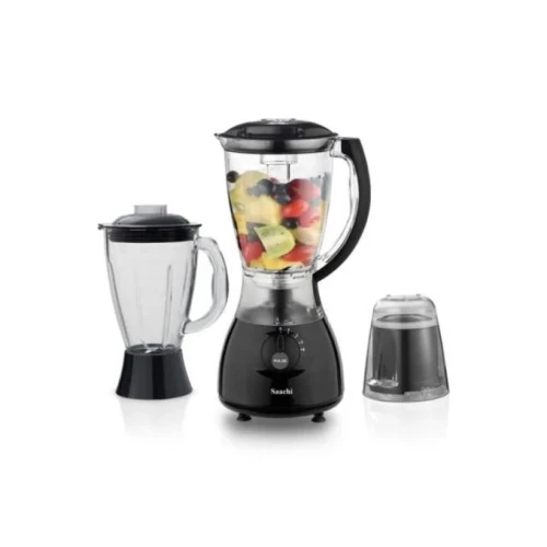 Saachi 2 Jars Blender + Grinder, Pulse Function, Auto-Clean Capability , 1.5 litres- Black