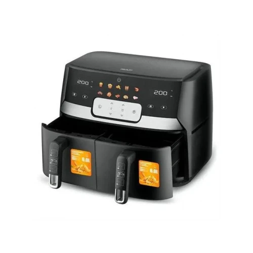 RAF 12 Litre Air Fryer Grill With 2 Independent Baskets- Silver
