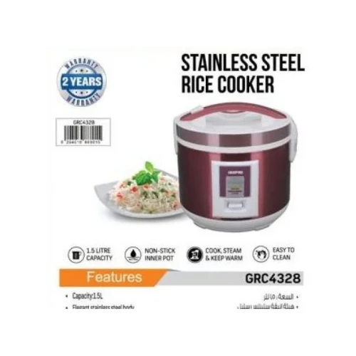 1.5litres Electric Rice Cooker with Steamer - Maroon