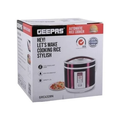 1.5litres Electric Rice Cooker with Steamer - Maroon