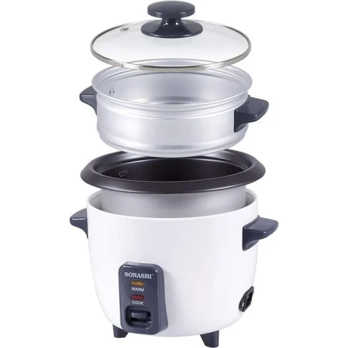 Sonashi 2 In 1 Rice Cooker With Aluminium Steamer-White
