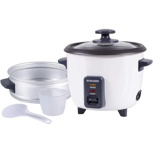 Sonashi 2 In 1 Rice Cooker With Aluminium Steamer-White