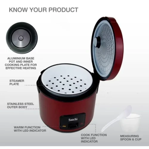 Saachi 2.8 Litres Electric Rice Cooker With Steamer Saucepan