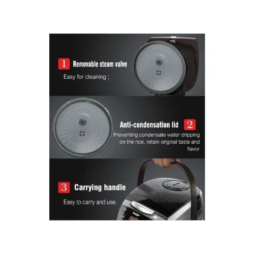 Sonifer 5 Litre Digital Smart Steam Multifunction Rice Cooker, Black.