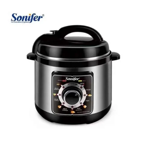 Sonifer 8 Litres Multi-functional Automatic Timing Control Power Electric Pressure Cooker Steamer Pot- Black