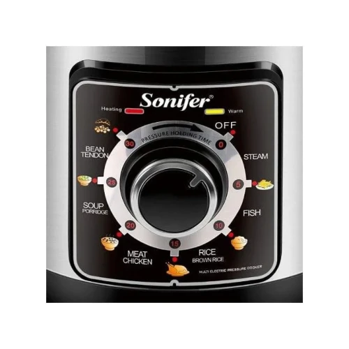 Sonifer Automatic 6L Multifunction High Power Stainless Steel Electric Pressure Cooker Rice Cooker Steamer- Silver.