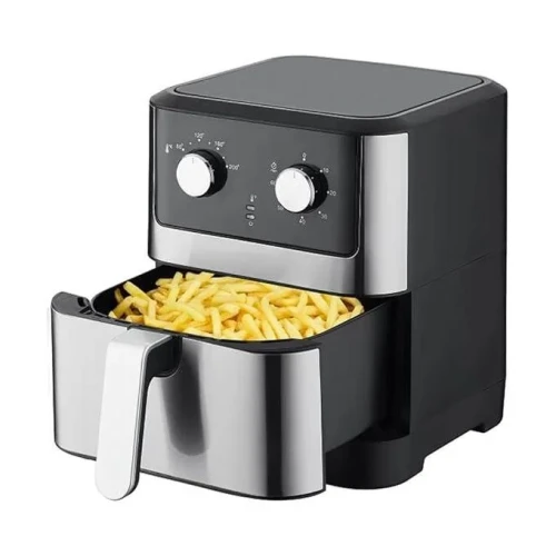Large Airfryer Of 8 Liters For Frying Healthy Food Without Oil-Silver/Black