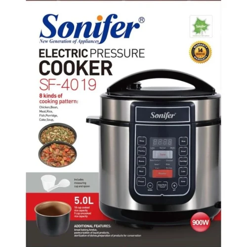 Sonifer Multi Function 6L Electric Pressure Cooker Rice Cooker Steamer - Black.