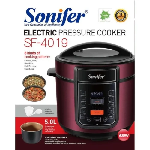 Sonifer Multi Function 6L Electric Pressure Cooker Rice Cooker Steamer - Black.