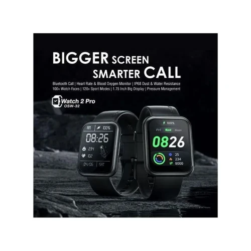 Oraimo Watch 2 Pro BT Call Quick Reply Health Monitor Smart Watch - Black