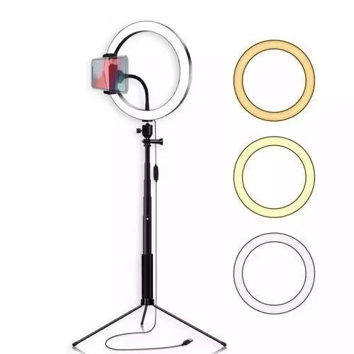 10inch Dimmable Ring Light with a Tripod Stand- Black/White