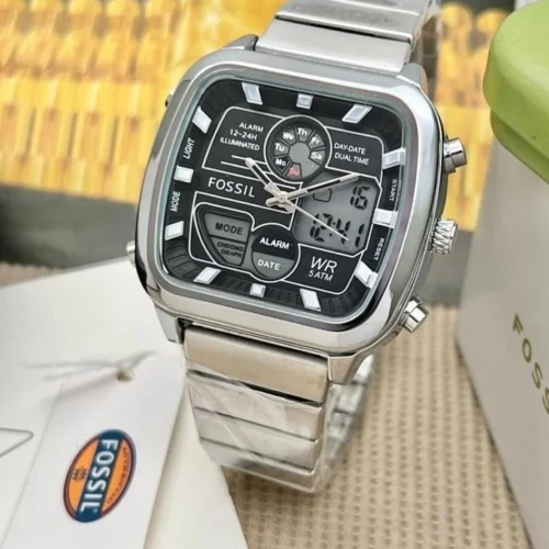 Fossil digital stainless steel men's watch
