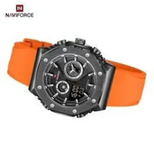 Men's Analog+Digital Round Shape Silicone Wrist Watch NF9216T B/B/O - 46 Mm