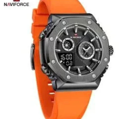 Men's Analog+Digital Round Shape Silicone Wrist Watch NF9216T B/B/O - 46 Mm