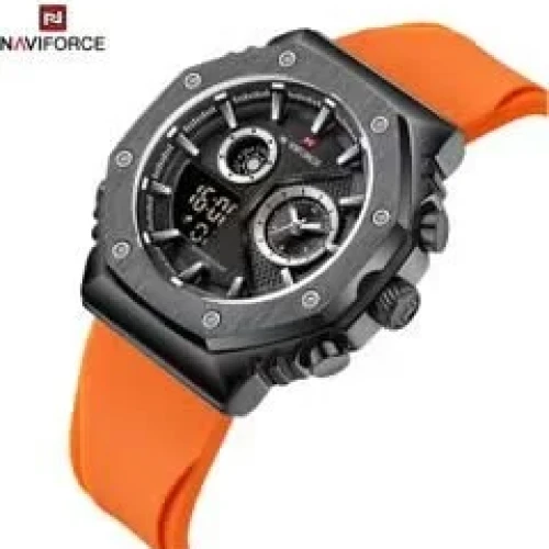 Men's Analog+Digital Round Shape Silicone Wrist Watch NF9216T B/B/O - 46 Mm