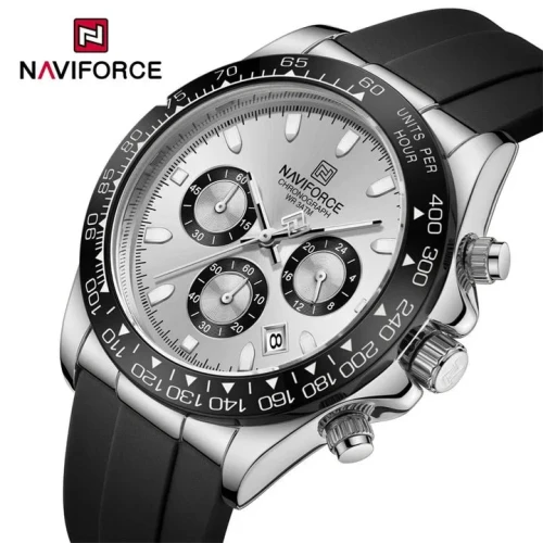 NAVIFORCE 8054 Original Watches For Men Silicone Band Casual Sport Chronograph Luminous Wristwatch Relogio Masculino Male Gift 2024
