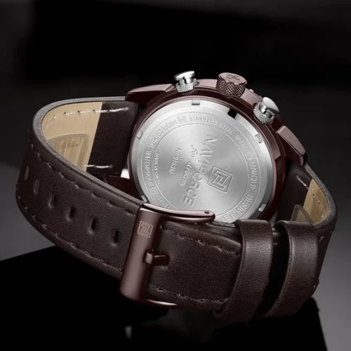 NAVIFORCE Quartz Watch Men Luxury Digital Sport Waterproof Wristwatches Leather Strap Business Watch NF9153L