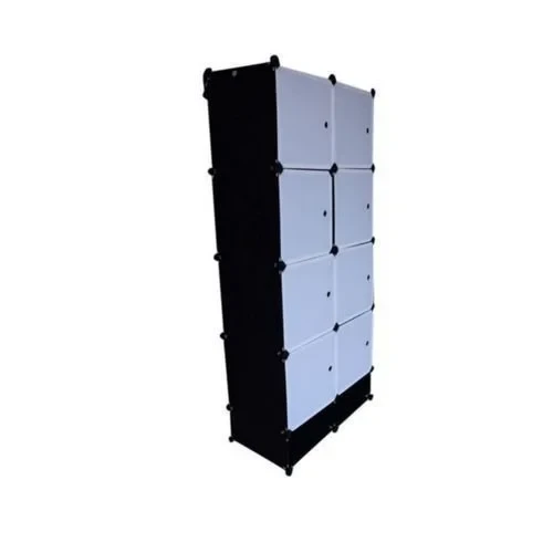 Closet 2 Column Plastic Wardrobe – Gray, Black Transparentin Wardrobes