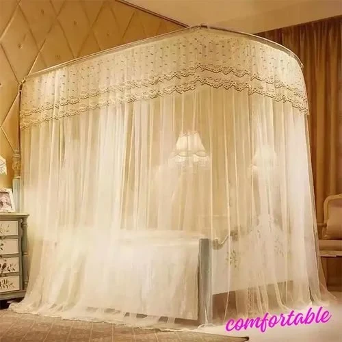 David Fishing Rod Mosquito Net With 2 Stands & Retractable Guide Rail Premium Packaging Vary Design F1 Cream