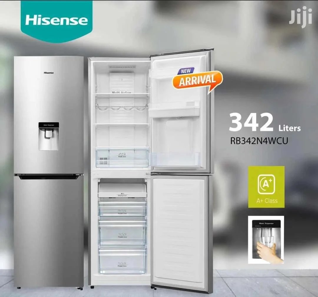 Hisense 341L Fridge RB341D4WGU; Double Door Defrost Refrigerator With Water Dispenser – Silver