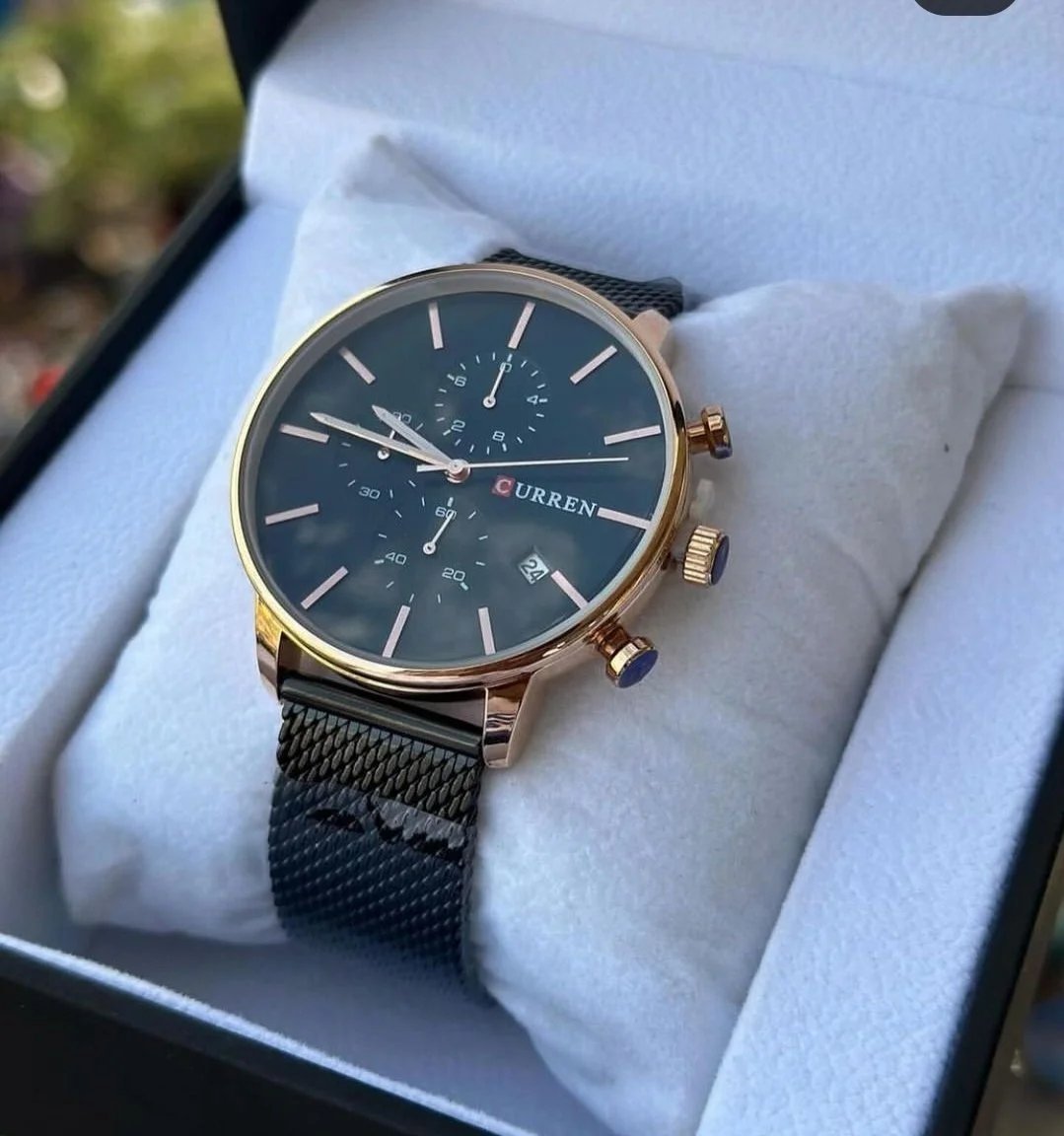 Men's black Stainless steel curren watch.