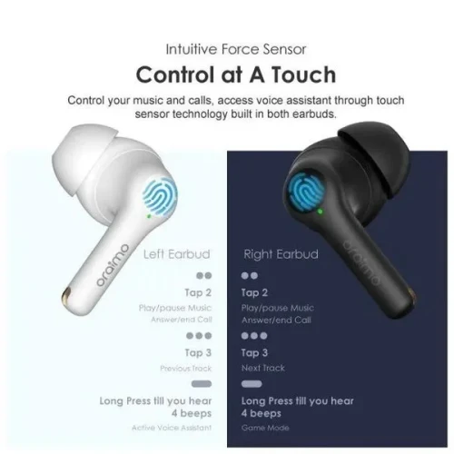 Oraimo FreePods 3C ENC Playtime True Wireless Earbuds- Black- warranty 365 days