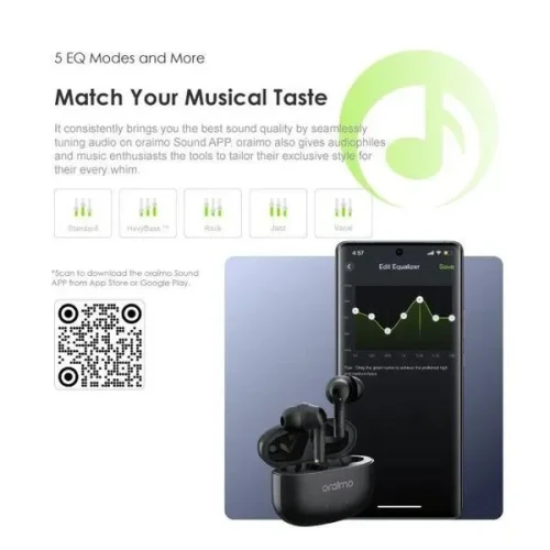 Oraimo FreePods 3C ENC Playtime True Wireless Earbuds- Black- warranty 365 days