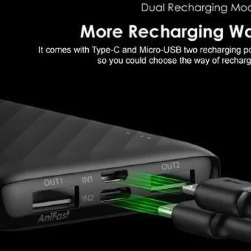 Oraimo Toast 10 Flash 10000mAh 2.4A Max Fast Charging Portable Power Bank OPB-P118D – Black