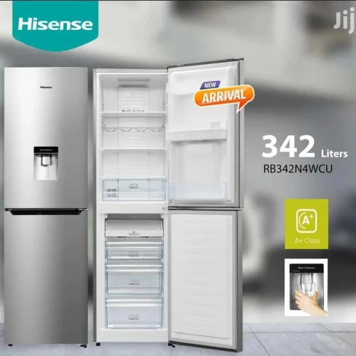 Hisense 341L Fridge RB341D4WGU; Double Door Defrost Refrigerator With Water Dispenser – Silver