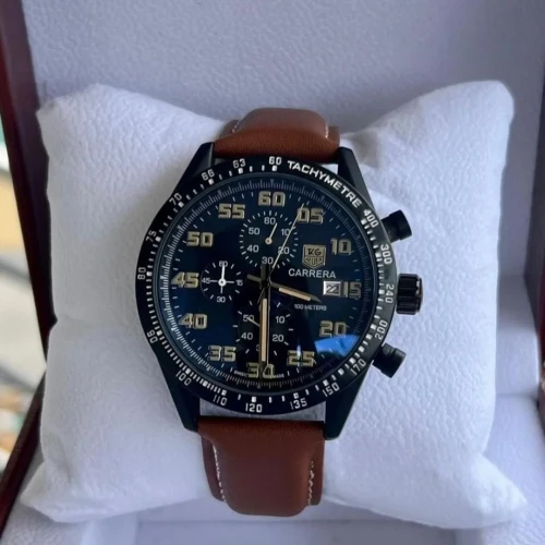 Men's  classic brown leather watch