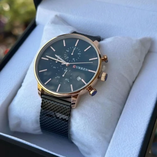 Men's black Stainless steel curren watch.