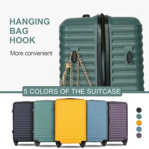 Travelhouse 3 Piece Hardside Luggage Set Hardshell Lightweight Suitcase with TSA Lock Spinner Wheels 20in24in28in.(Green)
