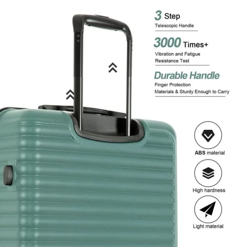 Travelhouse 3 Piece Hardside Luggage Set Hardshell Lightweight Suitcase with TSA Lock Spinner Wheels 20in24in28in.(Green)