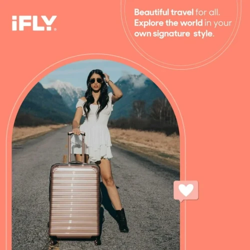 iFLY Hardside Fibertech Luggage 28" Checked Luggage / travel bag , Rose Gold (medium).