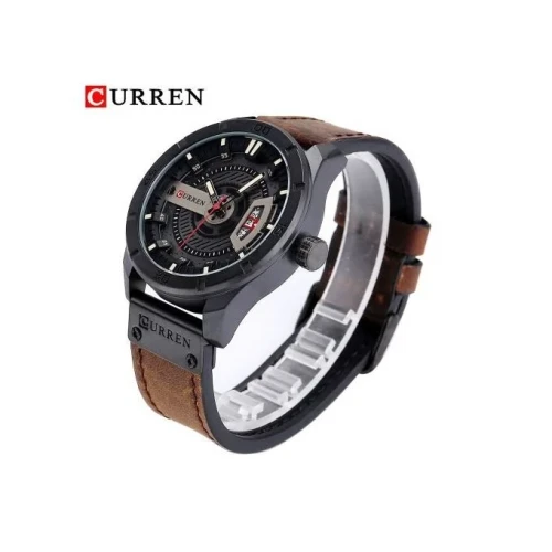 curren men's analog leather watch
