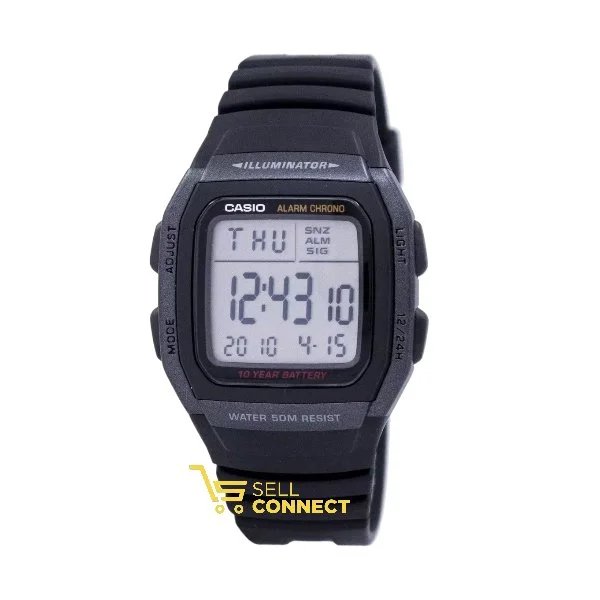 Men Casio Watch 3239 W-96h Illuminator Digital Black Band Chrono Dual Time Alarm