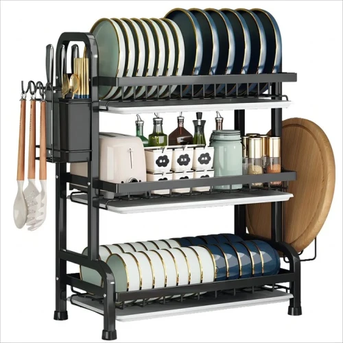 Dinnerware Sets Kitchenware Storage Shelf Keeping Dry Mildewproof Dish Drying Shelf Durable Metal Storage Holders & Racks