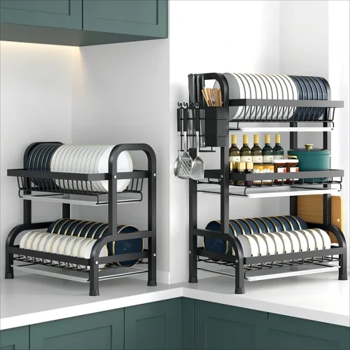Dinnerware Sets Kitchenware Storage Shelf Keeping Dry Mildewproof Dish Drying Shelf Durable Metal Storage Holders & Racks