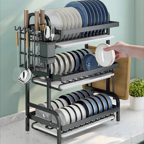 Dinnerware Sets Kitchenware Storage Shelf Keeping Dry Mildewproof Dish Drying Shelf Durable Metal Storage Holders & Racks