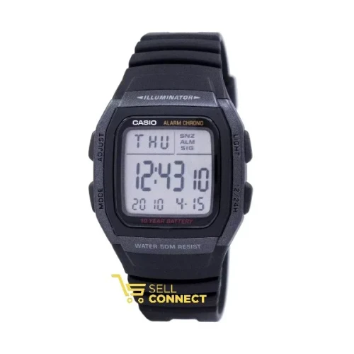 Men Casio Watch 3239 W-96h Illuminator Digital Black Band Chrono Dual Time Alarm