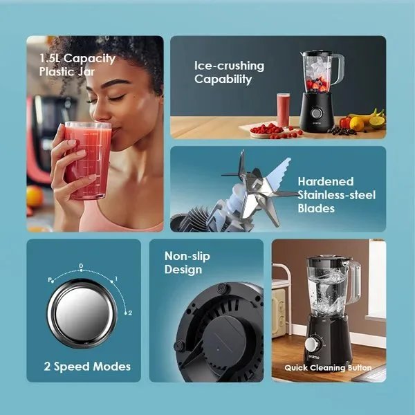 oraimo SmartBlender Sleek 1.5L 2 Speeds Blender
